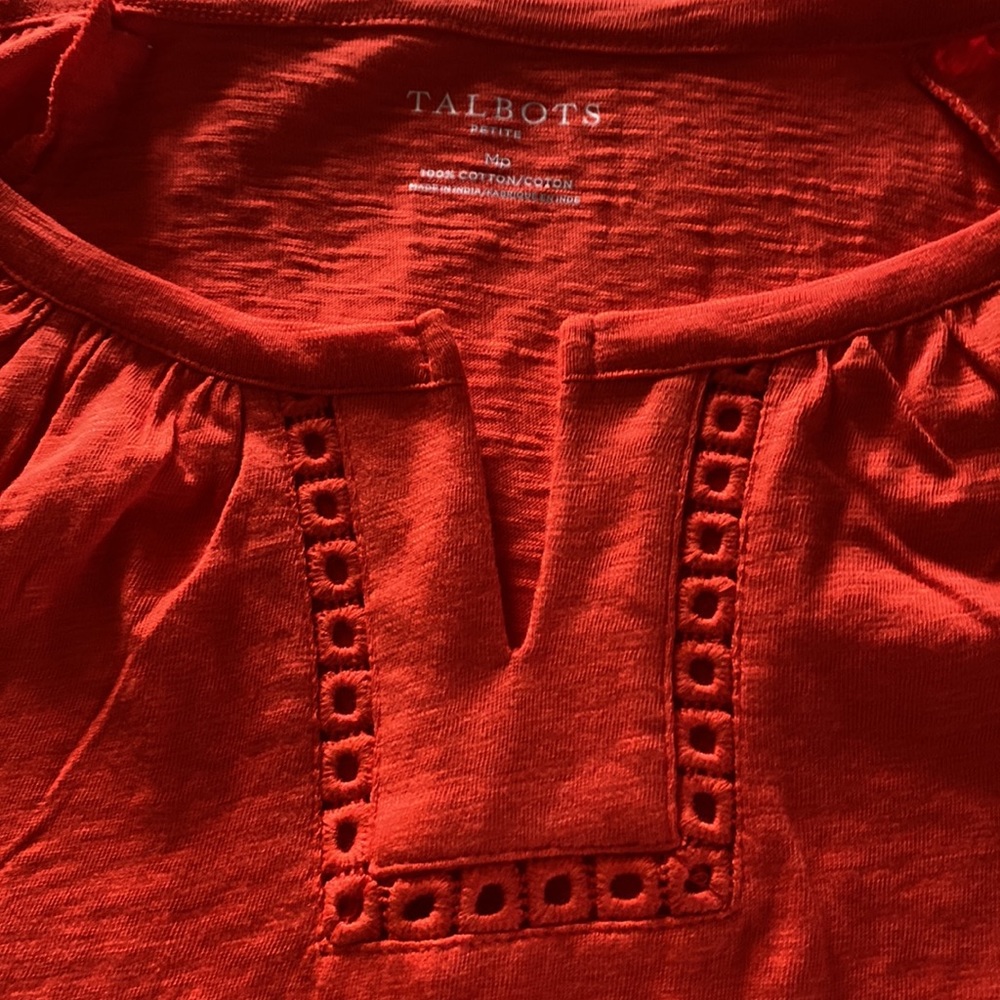 Talbots Split V-Neck Peasant Tee Size Mp - image 3